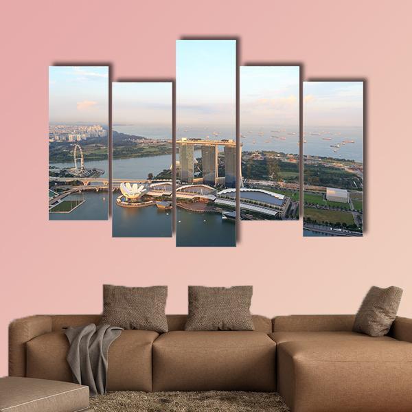 Marina Bay Sands Hotel Canvas Wall Art-5 Pop-Gallery Wrap-47" x 32"-Tiaracle