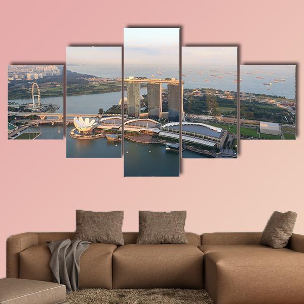 Marina Bay Sands Hotel Canvas Wall Art-5 Star-Gallery Wrap-62" x 32"-Tiaracle