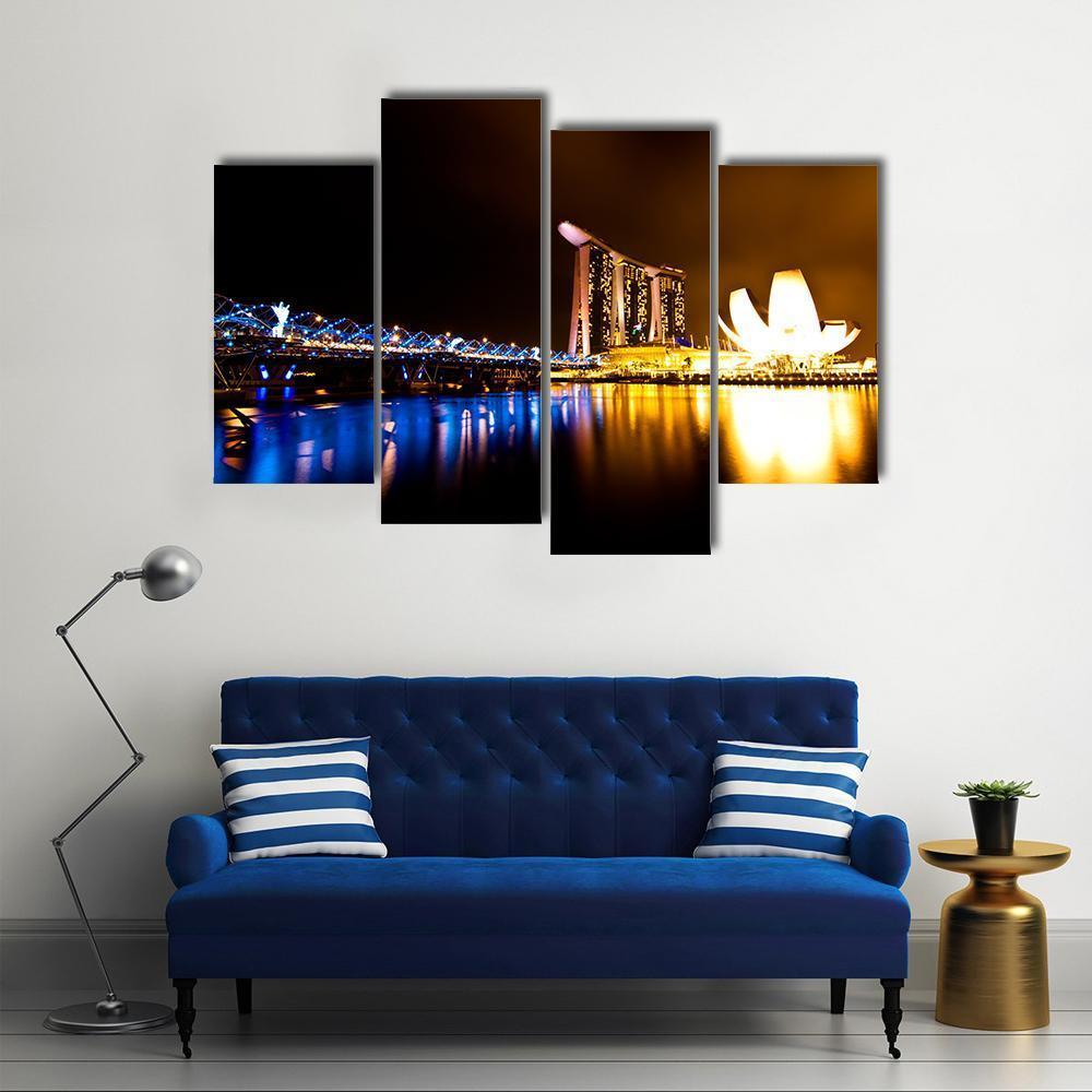 Marina Bay At Night Canvas Wall Art-4 Pop-Gallery Wrap-50" x 32"-Tiaracle