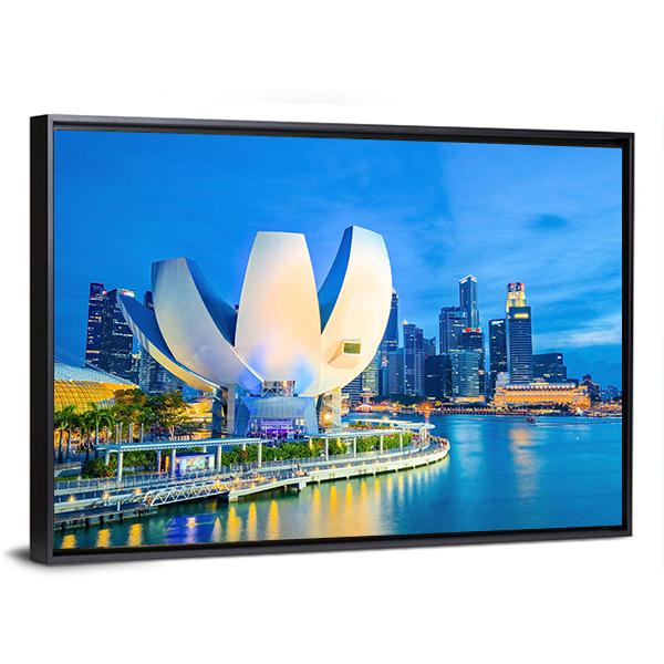Marina Bay With Museum Canvas Wall Art-3 Horizontal-Gallery Wrap-25" x 16"-Tiaracle