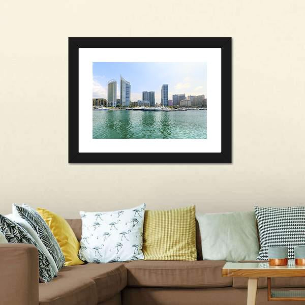 Marina In Zaitunay Bay Canvas Wall Art-3 Horizontal-Gallery Wrap-25" x 16"-Tiaracle