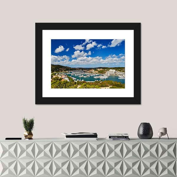 Marina Of Porto Cervo Canvas Wall Art-1 Piece-Framed Print-20" x 16"-Tiaracle