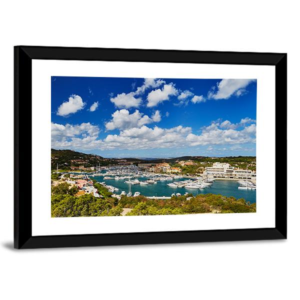 Marina Of Porto Cervo Canvas Wall Art-3 Horizontal-Gallery Wrap-25" x 16"-Tiaracle