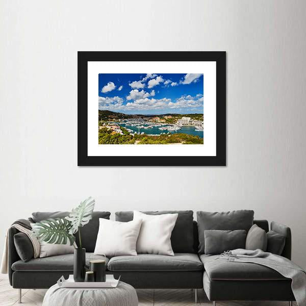Marina Of Porto Cervo Canvas Wall Art-3 Horizontal-Gallery Wrap-25" x 16"-Tiaracle