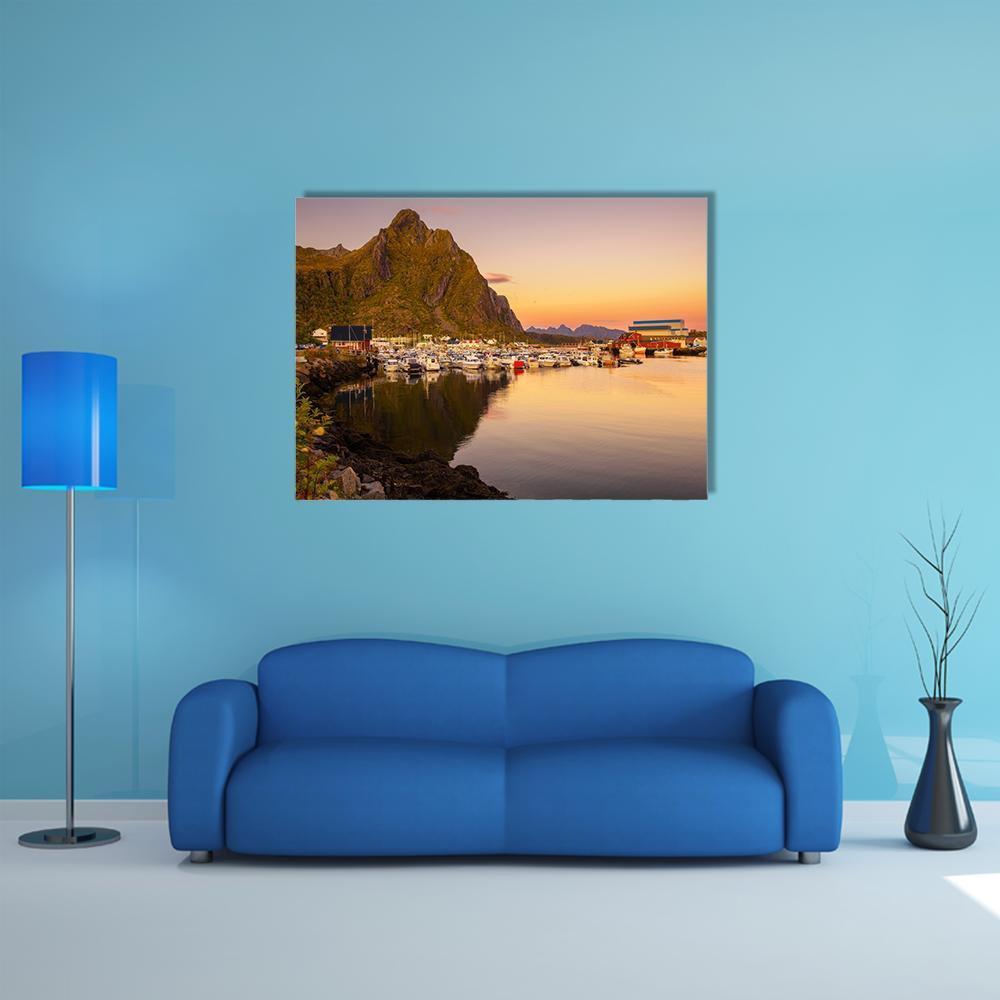 Marina Of Svolvaer Canvas Wall Art-5 Horizontal-Gallery Wrap-22" x 12"-Tiaracle