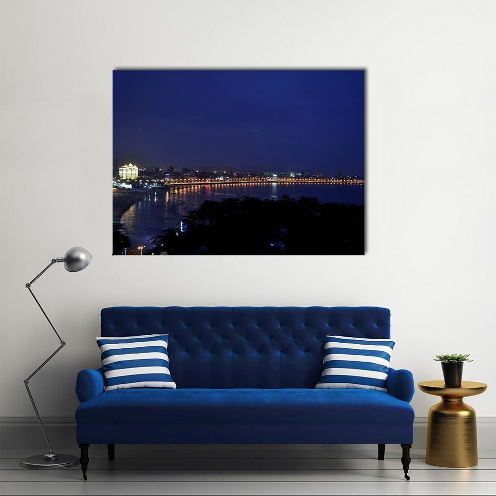 Marine Drive Mumbai Canvas Wall Art-1 Piece-Gallery Wrap-48" x 32"-Tiaracle