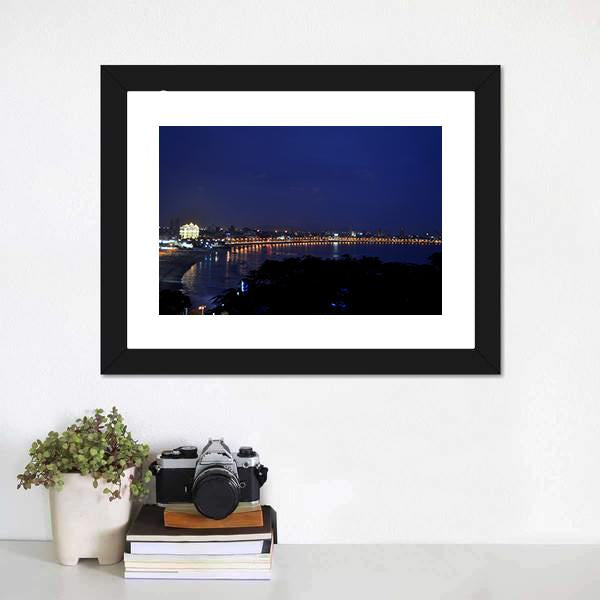 Marine Drive Mumbai Canvas Wall Art-1 Piece-Framed Print-20&quot; x 16&quot;-Tiaracle