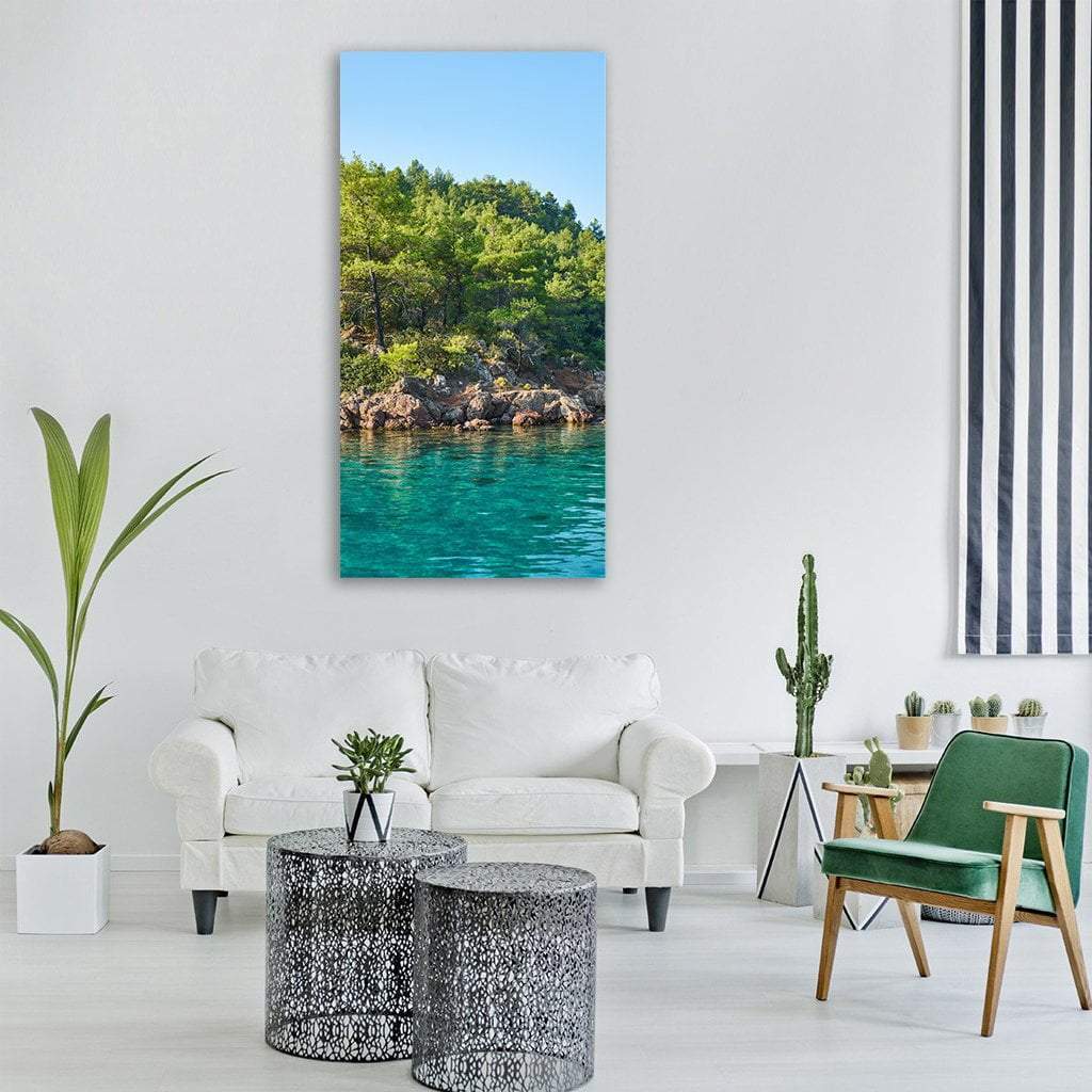 Marine Landscape With Mountains Vertical Canvas Wall Art-3 Vertical-Gallery Wrap-12" x 25"-Tiaracle