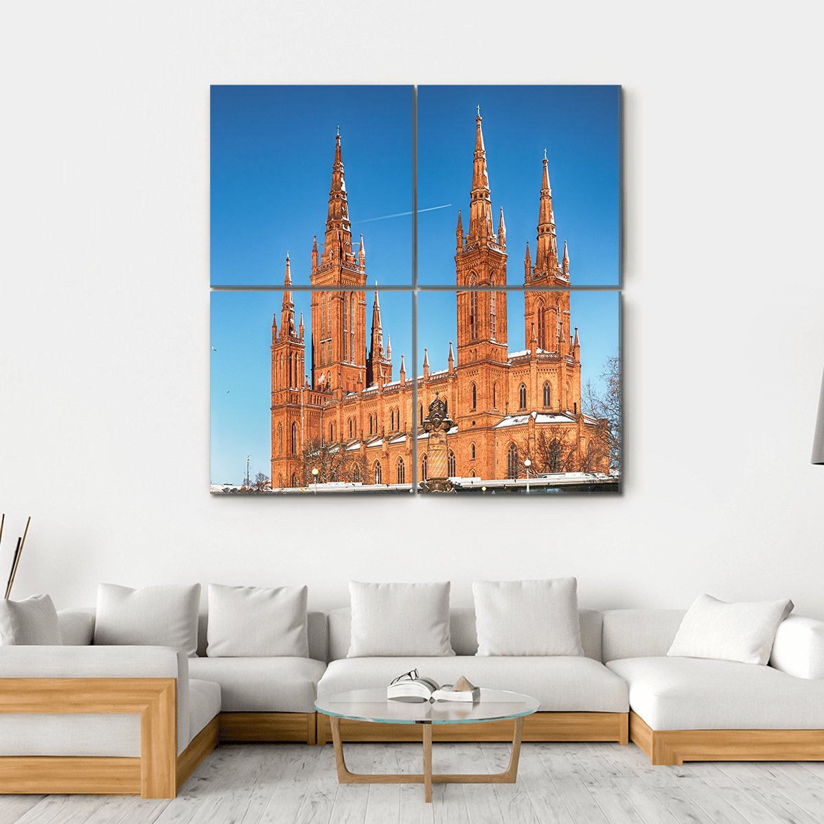 Market Church &amp; Town Hall Canvas Wall Art-4 Square-Gallery Wrap-17" x 17"-Tiaracle