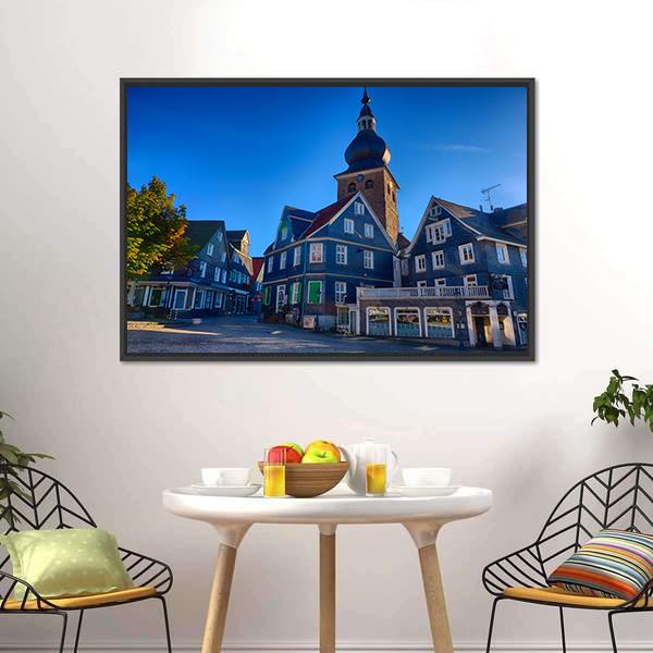 Market Place In Lennep Canvas Wall Art-3 Horizontal-Gallery Wrap-25" x 16"-Tiaracle