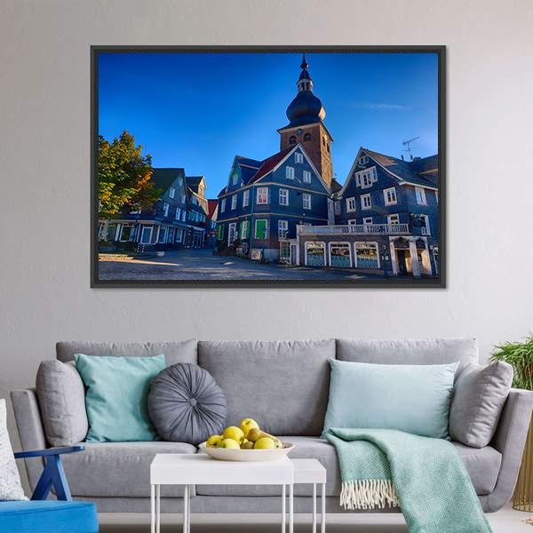 Market Place In Lennep Canvas Wall Art-3 Horizontal-Gallery Wrap-25" x 16"-Tiaracle