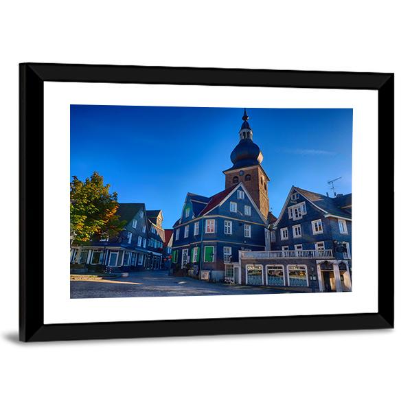 Market Place In Lennep Canvas Wall Art-3 Horizontal-Gallery Wrap-25" x 16"-Tiaracle