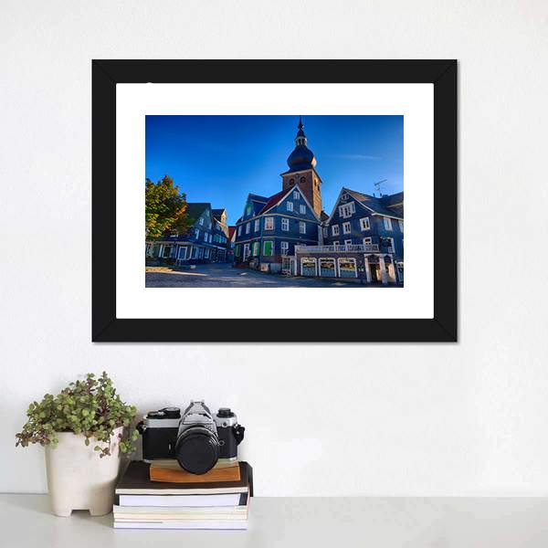 Market Place In Lennep Canvas Wall Art-1 Piece-Framed Print-20" x 16"-Tiaracle