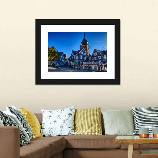 Market Place In Lennep Canvas Wall Art-3 Horizontal-Gallery Wrap-25" x 16"-Tiaracle