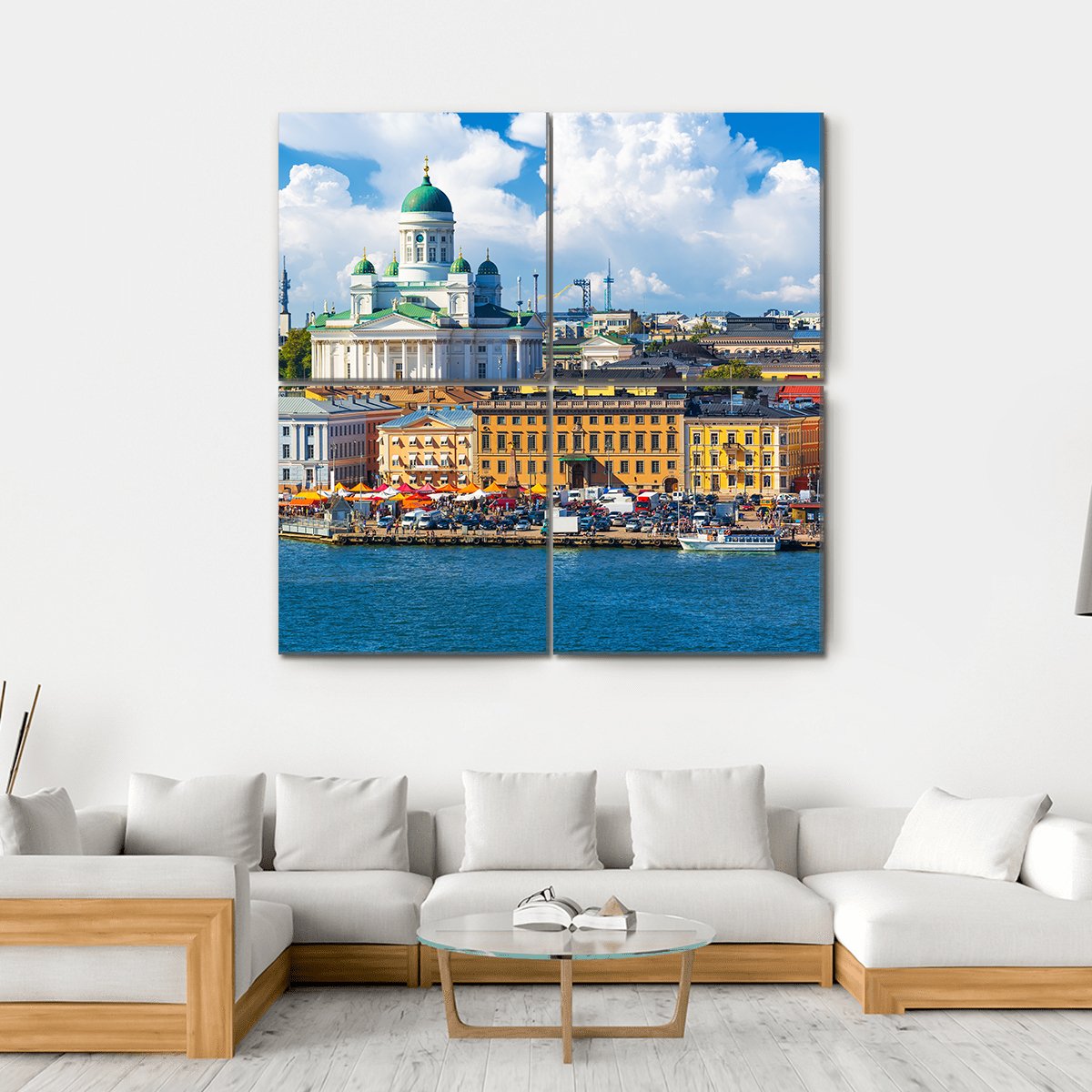 Scenic Summer Market Square Canvas Wall Art-4 Square-Gallery Wrap-17" x 17"-Tiaracle