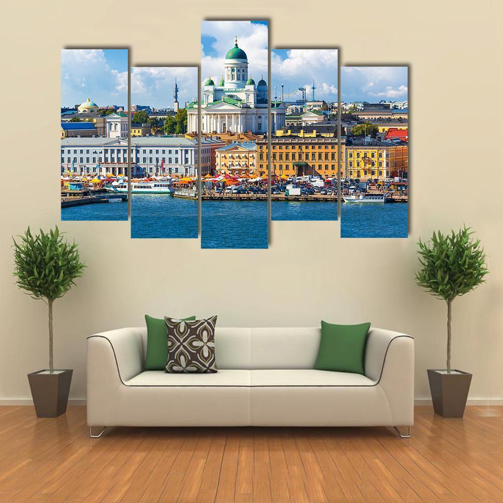 Scenic Summer Market Square Canvas Wall Art-5 Pop-Gallery Wrap-47" x 32"-Tiaracle