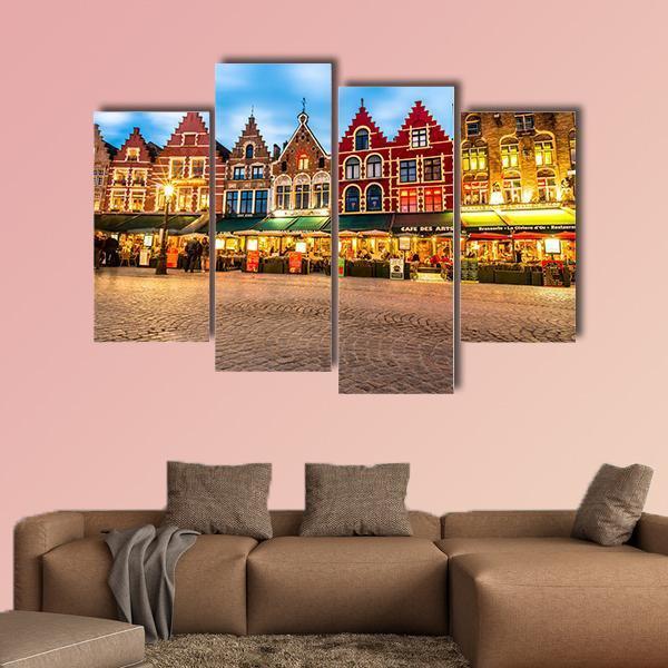 Market Square In Bruges Canvas Wall Art-4 Pop-Gallery Wrap-50" x 32"-Tiaracle