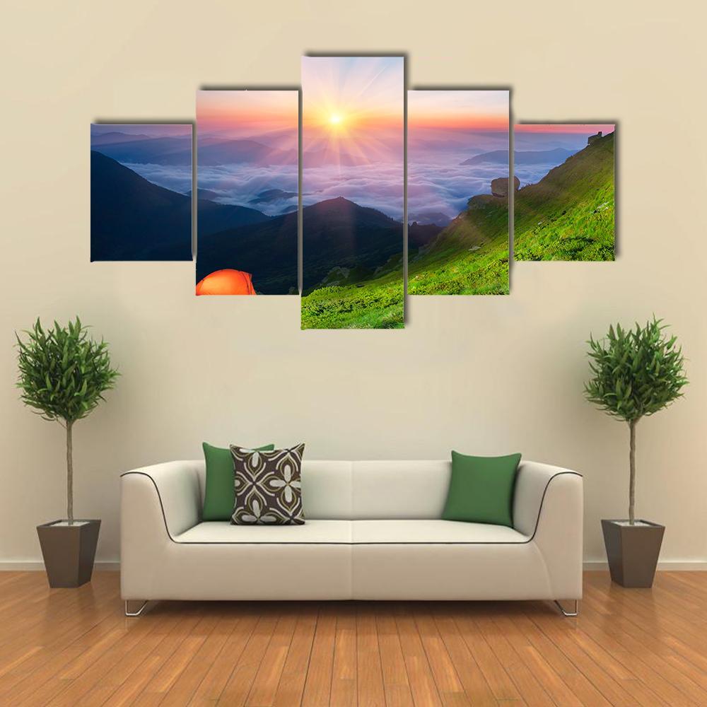 Marmarosh Mountain Ukraine Canvas Wall Art-5 Star-Gallery Wrap-62" x 32"-Tiaracle