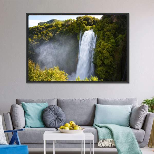 Marmore Waterfalls Canvas Wall Art-1 Piece-Floating Frame-24" x 16"-Tiaracle