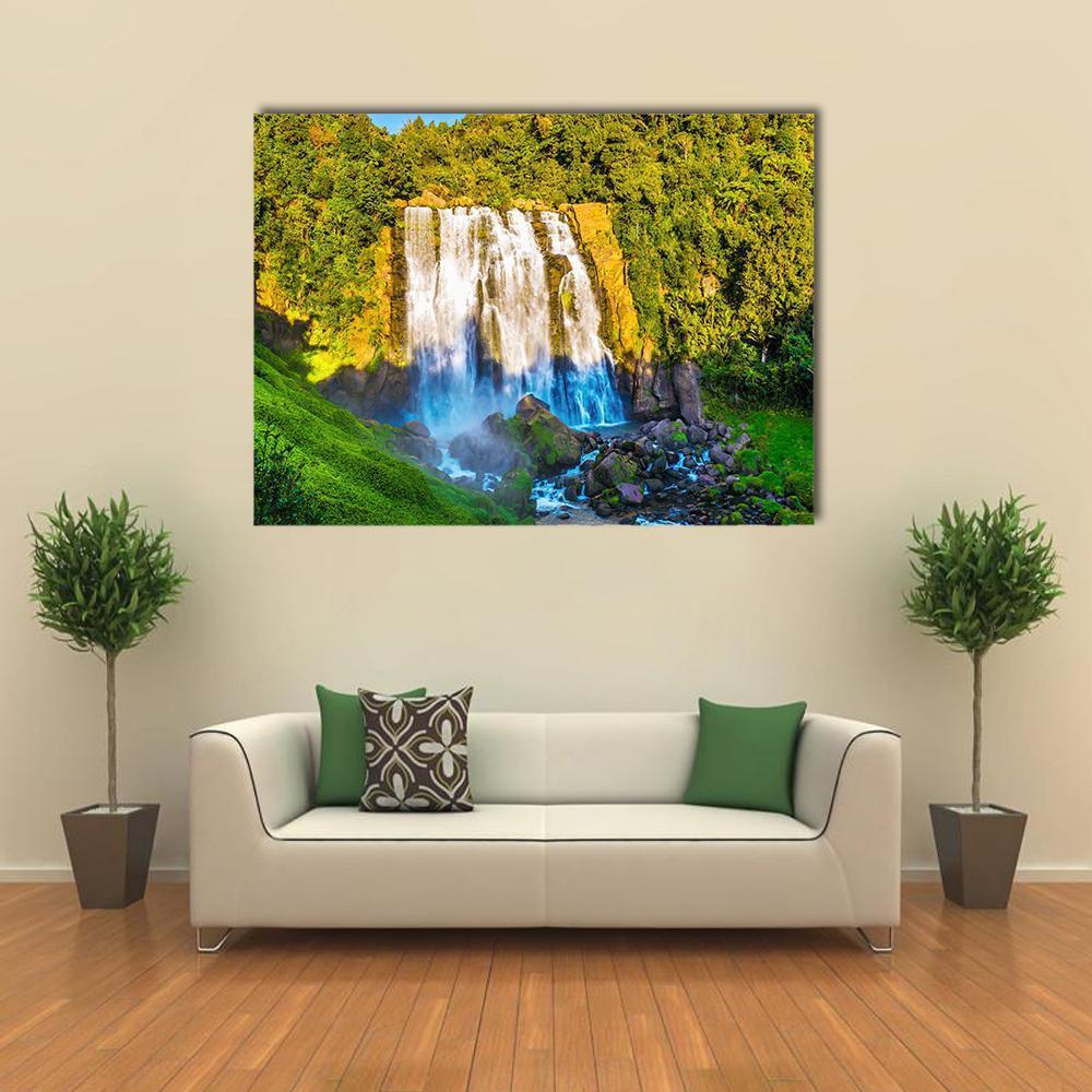 Marokopa Falls Canvas Wall Art-1 Piece-Gallery Wrap-48" x 32"-Tiaracle