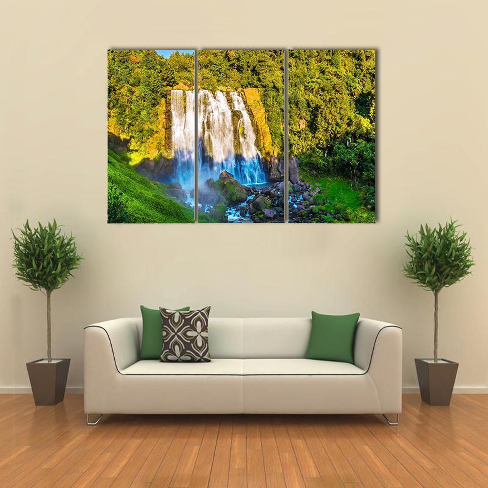 Marokopa Falls Canvas Wall Art-3 Horizontal-Gallery Wrap-37" x 24"-Tiaracle