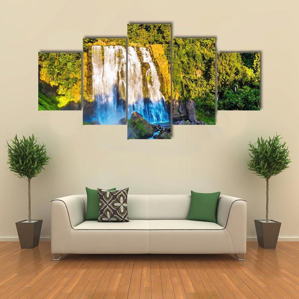 Marokopa Falls Canvas Wall Art-5 Star-Gallery Wrap-62" x 32"-Tiaracle