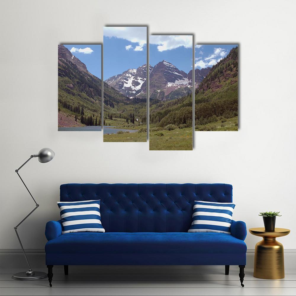 Maroon Bells Colorado Canvas Wall Art-4 Pop-Gallery Wrap-50" x 32"-Tiaracle