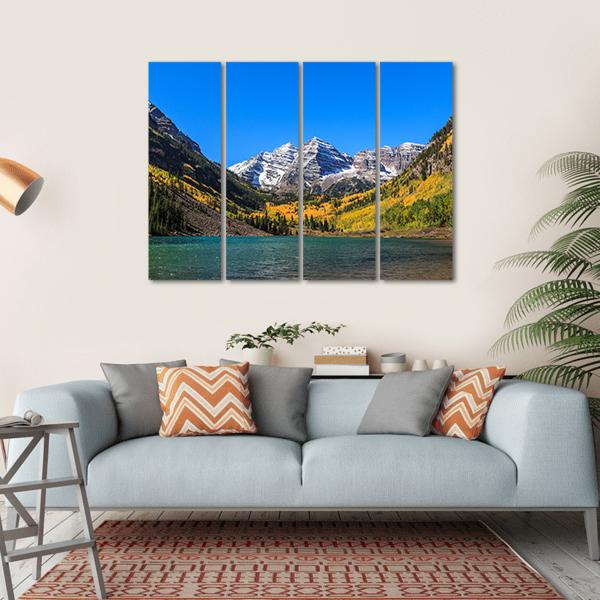 Maroon Bells Canvas Wall Art-4 Horizontal-Gallery Wrap-34" x 24"-Tiaracle