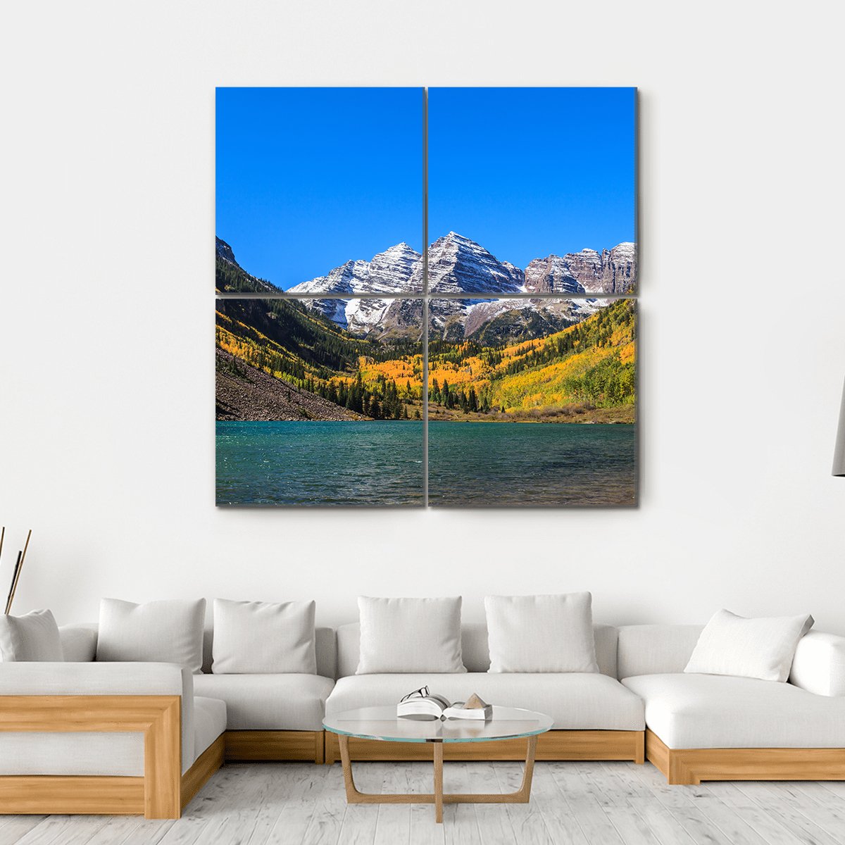 Maroon Bells Canvas Wall Art-4 Square-Gallery Wrap-17" x 17"-Tiaracle