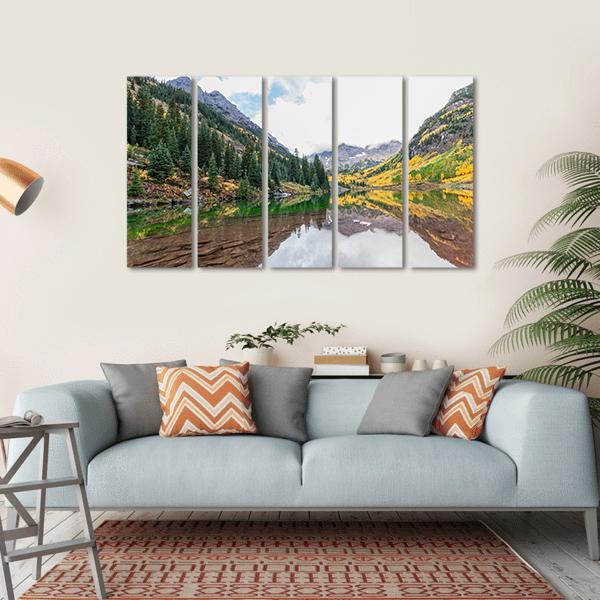 Maroon Bells Fall Canvas Wall Art-5 Horizontal-Gallery Wrap-22" x 12"-Tiaracle