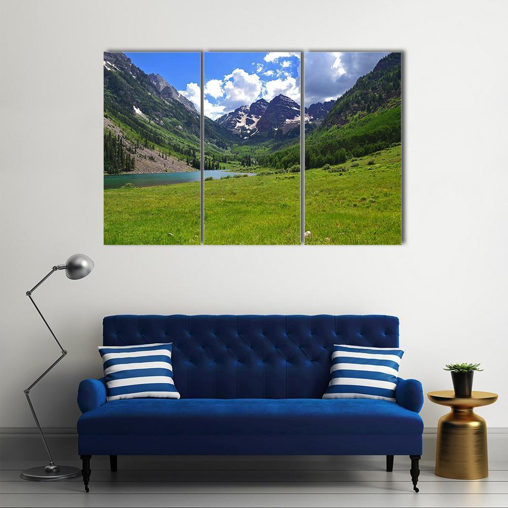 Maroon Bells In Aspen Canvas Wall Art-3 Horizontal-Gallery Wrap-37" x 24"-Tiaracle