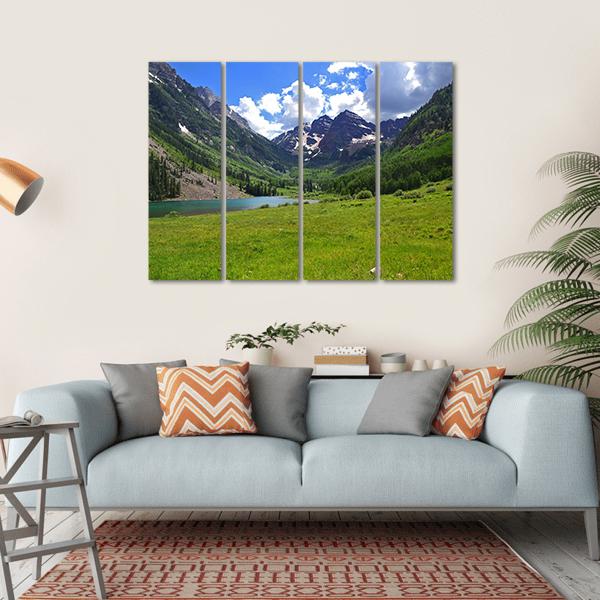 Maroon Bells In Aspen Canvas Wall Art-4 Horizontal-Gallery Wrap-34" x 24"-Tiaracle
