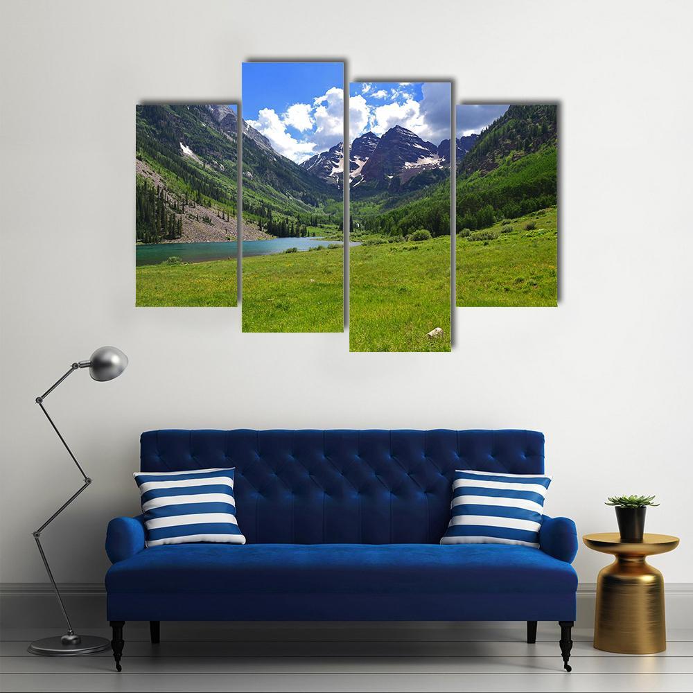 Maroon Bells In Aspen Canvas Wall Art-4 Pop-Gallery Wrap-50" x 32"-Tiaracle