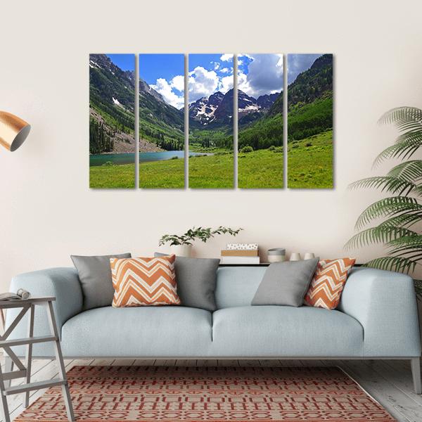 Maroon Bells In Aspen Canvas Wall Art-5 Horizontal-Gallery Wrap-22" x 12"-Tiaracle