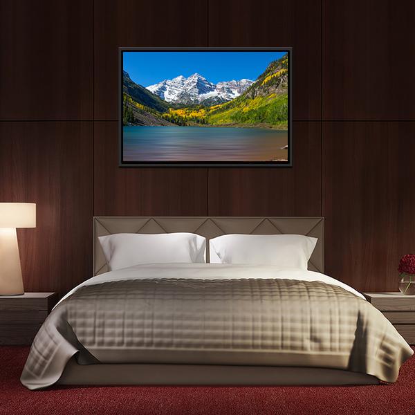 Maroon Bells In Autumn Canvas Wall Art-5 Horizontal-Gallery Wrap-22" x 12"-Tiaracle