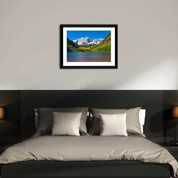 Maroon Bells In Autumn Canvas Wall Art-5 Horizontal-Gallery Wrap-22" x 12"-Tiaracle