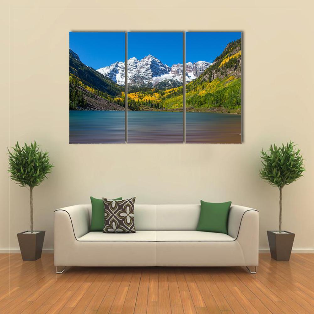 Maroon Bells In Autumn Canvas Wall Art-3 Horizontal-Gallery Wrap-37&quot; x 24&quot;-Tiaracle