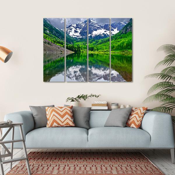 Maroon Bells Near Aspen Canvas Wall Art-4 Horizontal-Gallery Wrap-34" x 24"-Tiaracle