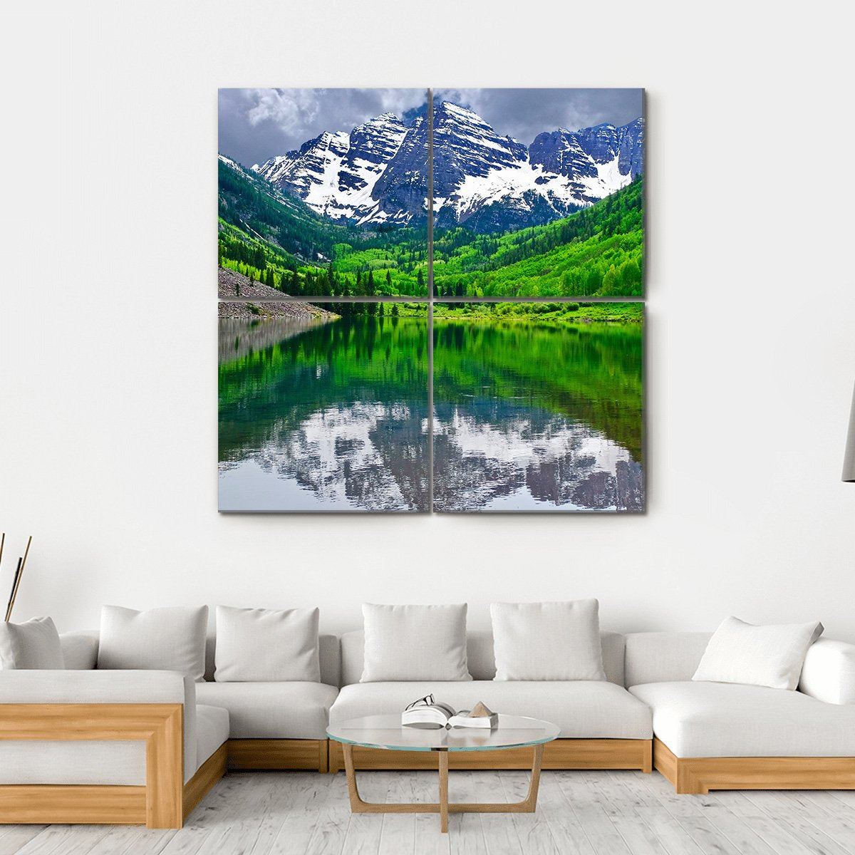 Maroon Bells Near Aspen Canvas Wall Art-4 Square-Gallery Wrap-17" x 17"-Tiaracle