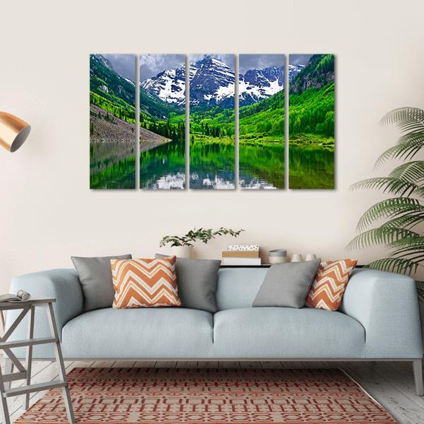 Maroon Bells Near Aspen Canvas Wall Art-5 Horizontal-Gallery Wrap-22" x 12"-Tiaracle