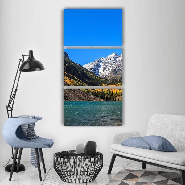 Maroon Bells Vertical Canvas Wall Art-3 Vertical-Gallery Wrap-12" x 25"-Tiaracle