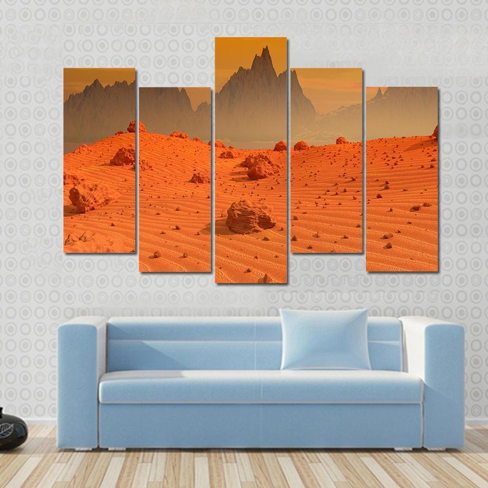 Landscape Of Mars Canvas Wall Art-5 Pop-Gallery Wrap-47" x 32"-Tiaracle