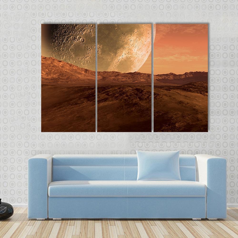 Planet With Arid Landscape Canvas Wall Art-3 Horizontal-Gallery Wrap-37" x 24"-Tiaracle