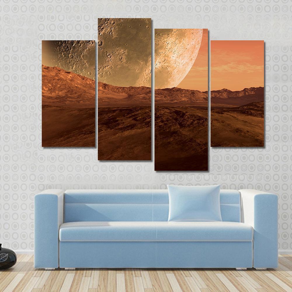 Planet With Arid Landscape Canvas Wall Art-4 Pop-Gallery Wrap-50" x 32"-Tiaracle