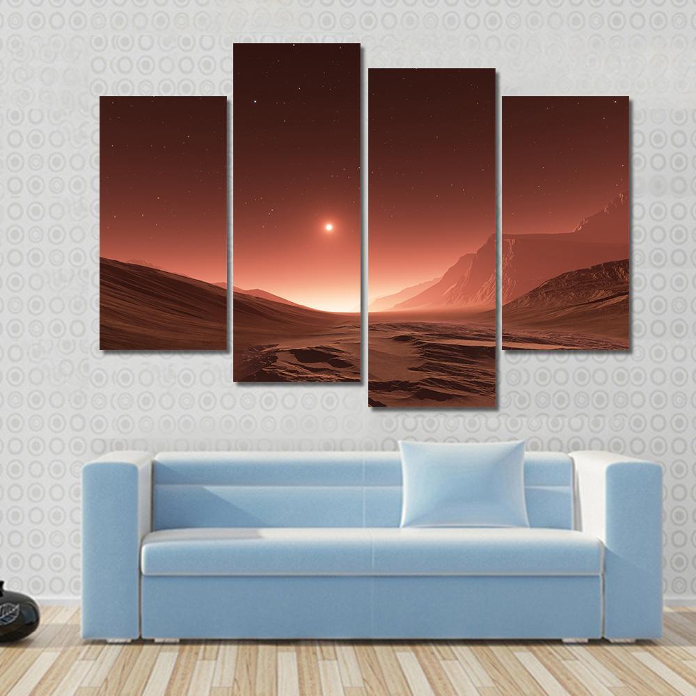 Sunset On Mars Canvas Wall Art-4 Pop-Gallery Wrap-50" x 32"-Tiaracle
