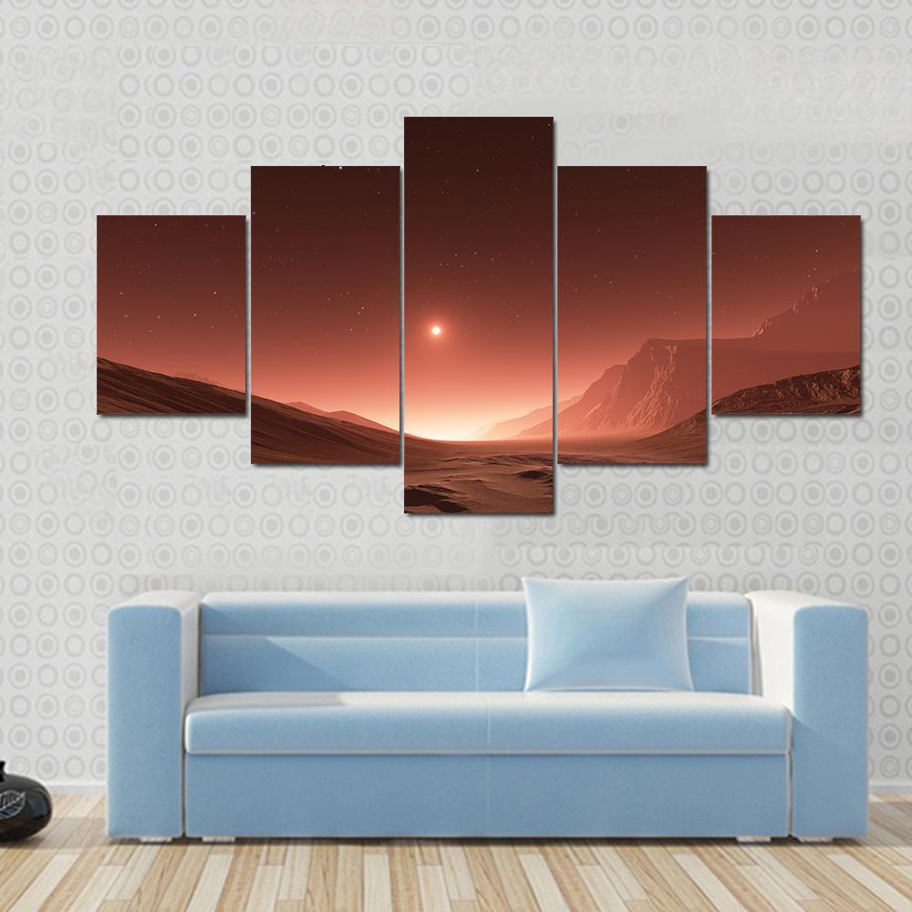 Sunset On Mars Canvas Wall Art-4 Pop-Gallery Wrap-50" x 32"-Tiaracle