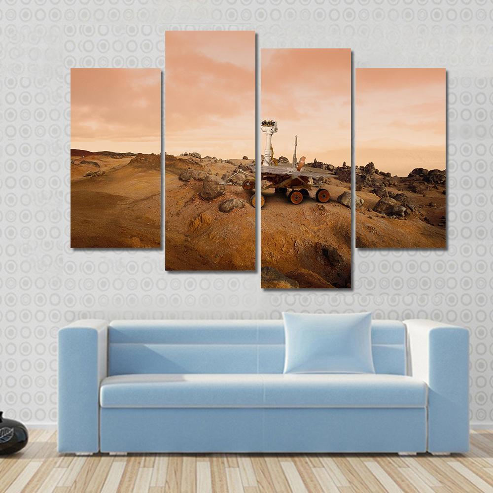 Rover In Mars Canvas Wall Art-4 Pop-Gallery Wrap-50" x 32"-Tiaracle