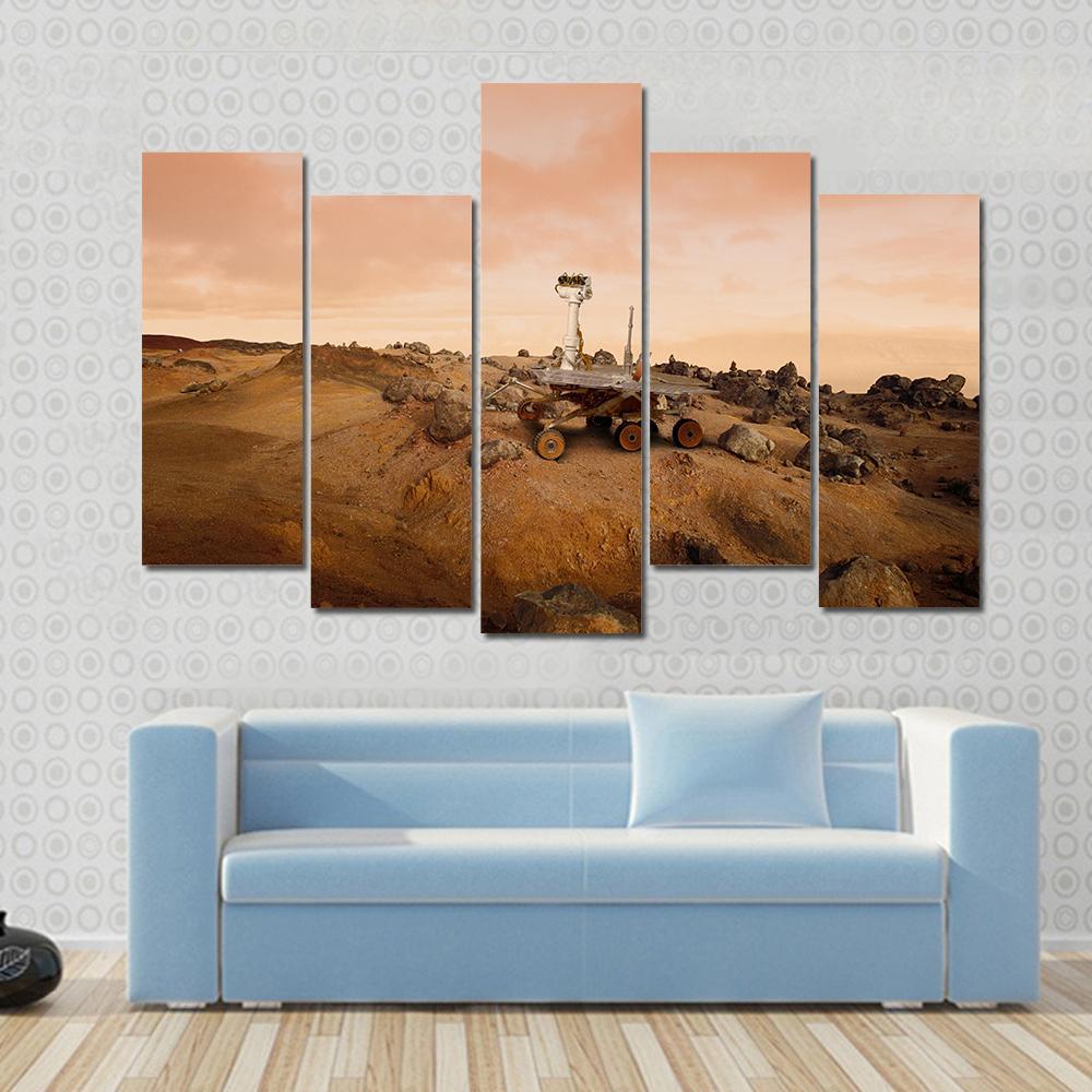 Rover In Mars Canvas Wall Art-5 Pop-Gallery Wrap-47" x 32"-Tiaracle