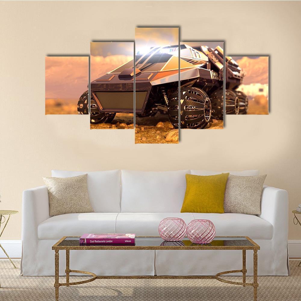 Rover On Mars Canvas Wall Art-5 Star-Gallery Wrap-62" x 32"-Tiaracle