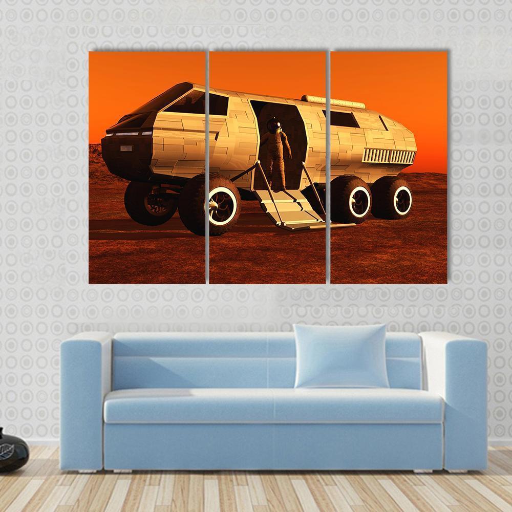 Astronaut In Mars Rover Canvas Wall Art-5 Star-Gallery Wrap-62" x 32"-Tiaracle